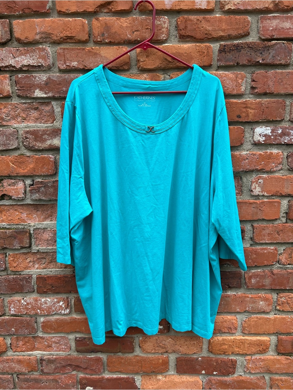 Catherines Suprima Collection Teal Scoop Neck Women's Top 4X 100% Cotton